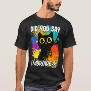 Sa Du Broderi Svart Katt T Shirt
