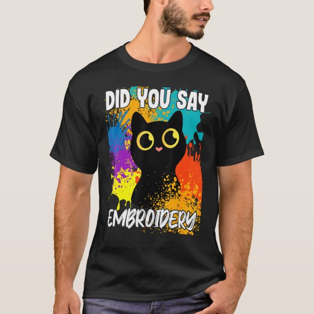 Sa Du Broderi Svart Katt T Shirt (Framsida)