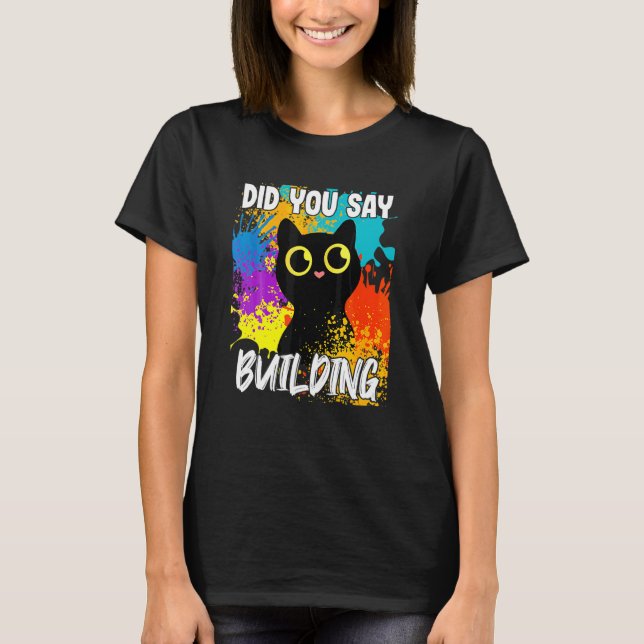 Sa Du Bygga Svart Katt T Shirt (Framsida)