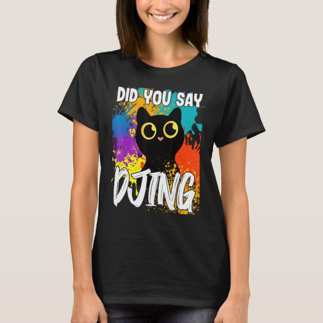 Sa Du DJing Svart Katt T Shirt (Framsida)
