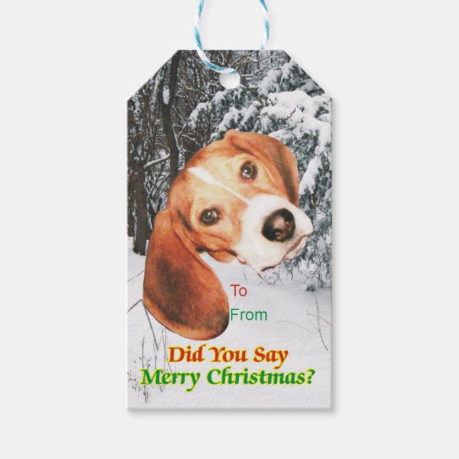 Sa du God jul? Beagle Gift Märkre Presentetikett (Framsidan)