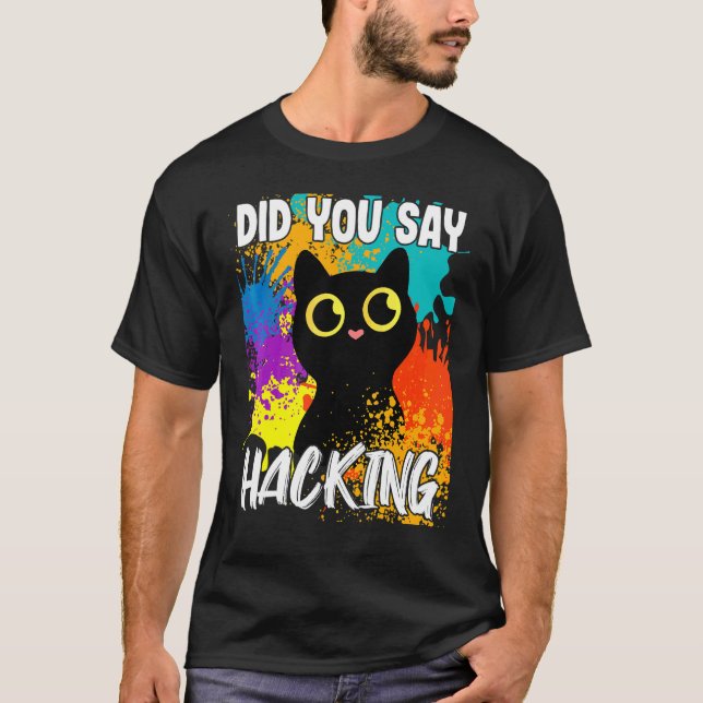 Sa Du Hacking Svart Katt T Shirt (Framsida)