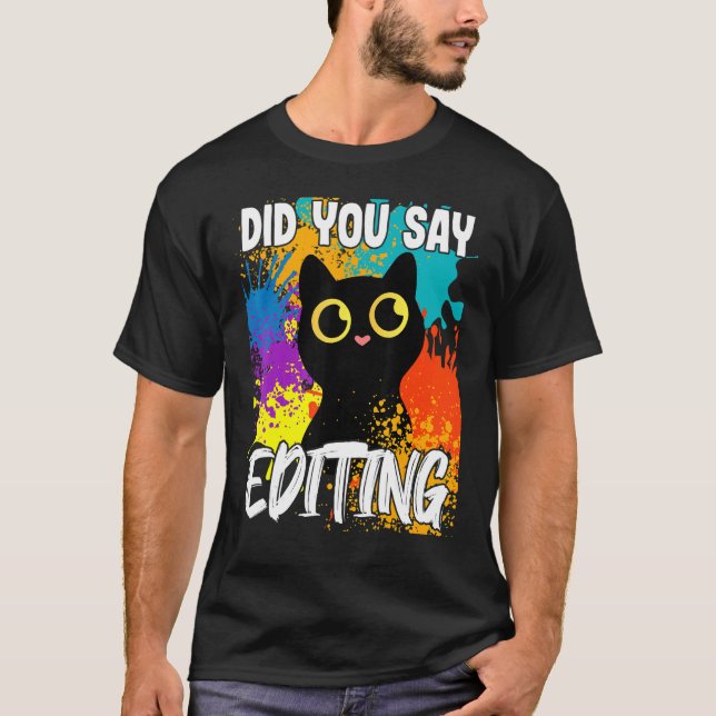 Sa Du Redigera Svart Katt T Shirt (Framsida)