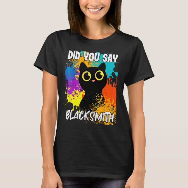 Sa Du Smidesvärd Svart Katt T Shirt (Framsida)