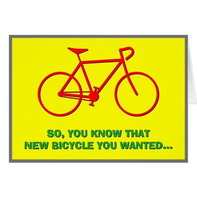 "SÅ, DU VET ATT NY BICYCLE DU VILLE.." HÄLSNINGSKORT (Framsidan Horizontal)