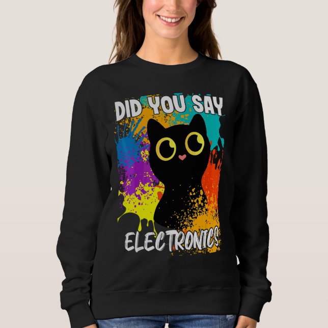 Sa Elektronik Svart Katt T Shirt (Framsida)