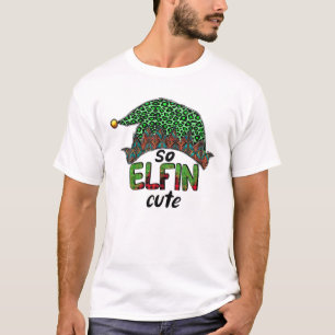 Så Elfin Cute God jul Elf Grönt Leopard Ho T Shirt