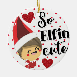 Så Elfin'Cute Naughty Elf jul Julgransprydnad Keramik