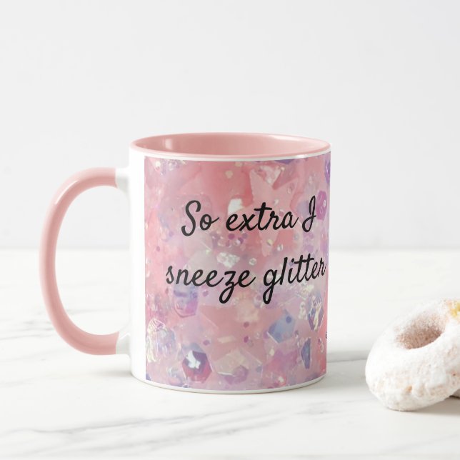 Så EXTRA I Snyze Glitter Gift för hennes Rosa kaff Mugg (Med munk)