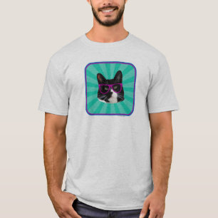 Så Fantastisk Glass Tuxedo Cat Roligt Design Tee Shirt