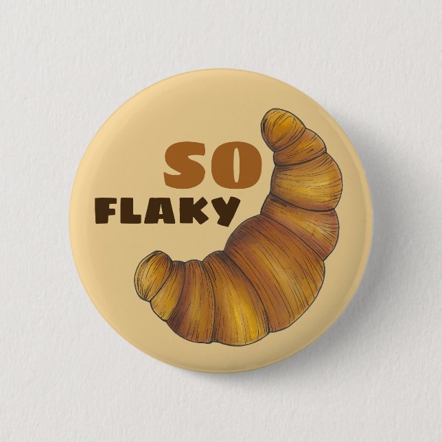 Så Flaky Buttery Croissant Fransk Pastry Foodie Knapp (Framsida)