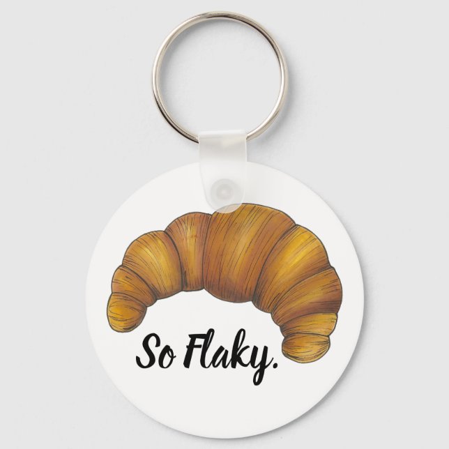 Så Flaky Foodie Gift Buttery Fransk Croissant Food Nyckelring (Framsida)