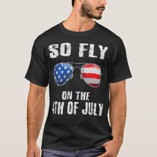 Så fluga i juli amerikanska Flagga Sunglasses Boys T Shirt