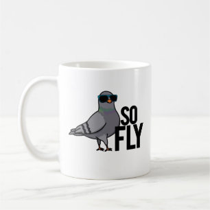 Så Fly Funny Coola Pigeon Pun Kaffemugg