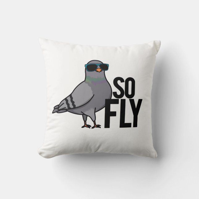 Så Fly Funny Coola Pigeon Pun Kudde (Framsida)