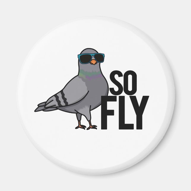 Så Fly Funny Coola Pigeon Pun Magnet (Framsidan)