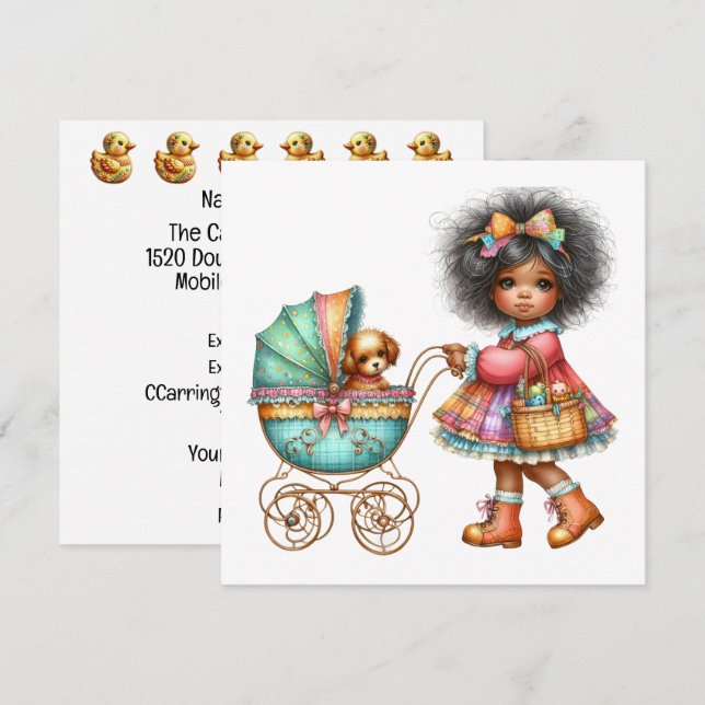 SÅ förhärlig inbjudan till Buggy-tema i Baby (Fram/baksida)