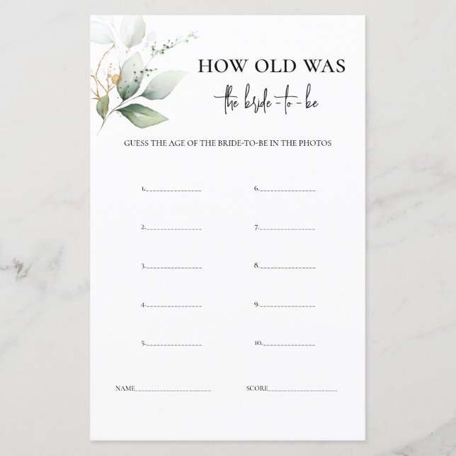 Så gammalt var Bride Greenery-spelet? (Framsida)