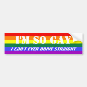 Så Gay kan inte ens köra Rak regnbåge Flagga Bildekal