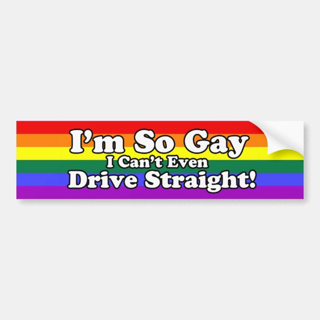 Så Gay kan inte ens köra Rak regnbåge Flagga Bildekal (Framsidan)