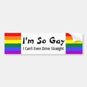 Så Gay kan inte ens köra Rak regnbåge Flagga Bildekal