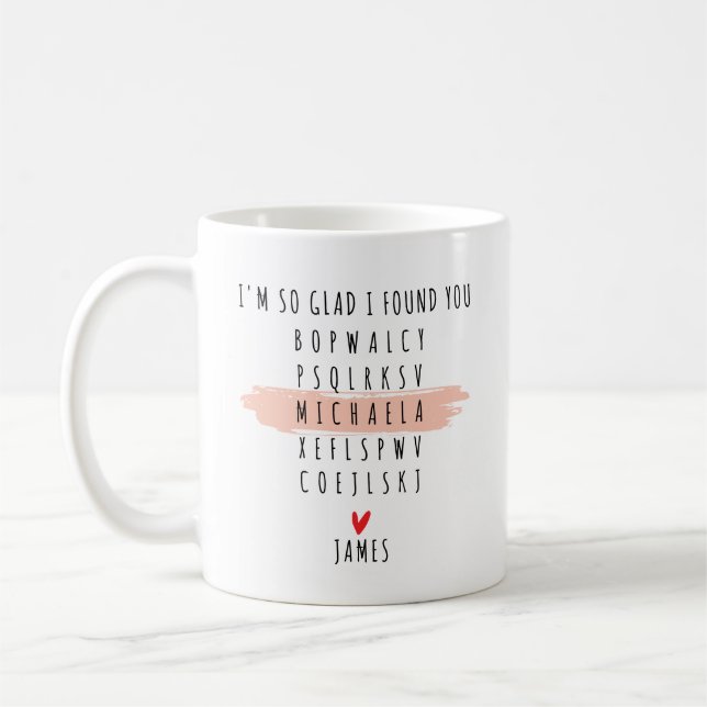 Så Glad att Jag Fann Dig Namn Sökordsspel Kaffemugg (Vänster)