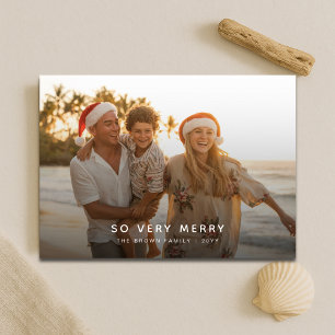 Så Glad Jul Familjefoto från Tropisk Strand Julkort