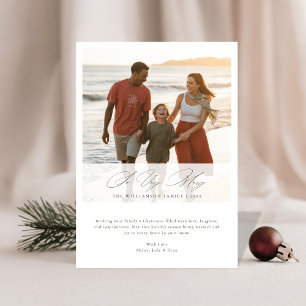 Så Glad Jul Minimalistisk Strand Familjefoto Julkort