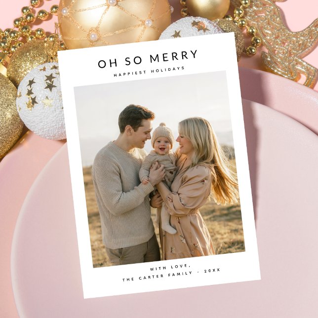 Så Glada Minimalistiska Julkort med Familjefoto (Skapare uppladdad)