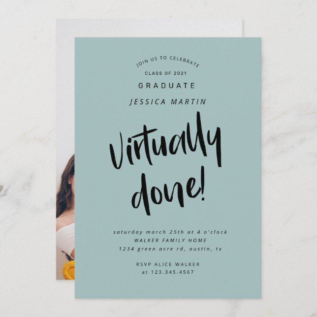 så gott som färdig inbjudan till studenten-fotopar (Fram/baksida)