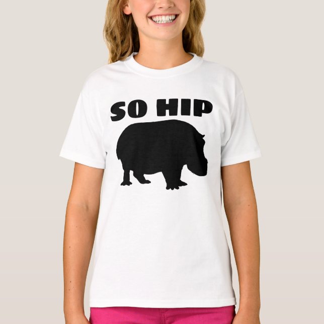 SÅ Häftiga COOLA FLODHÄST TJEJER  T Shirt (Framsida)