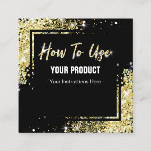 Så här använder du Använda Guld Glitter Black  Fyrkantigt Visitkort