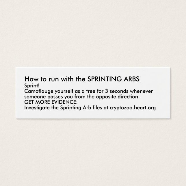 Så här använder du springa med SPRINTING ARBS Litet Visitkort (Framsidan)