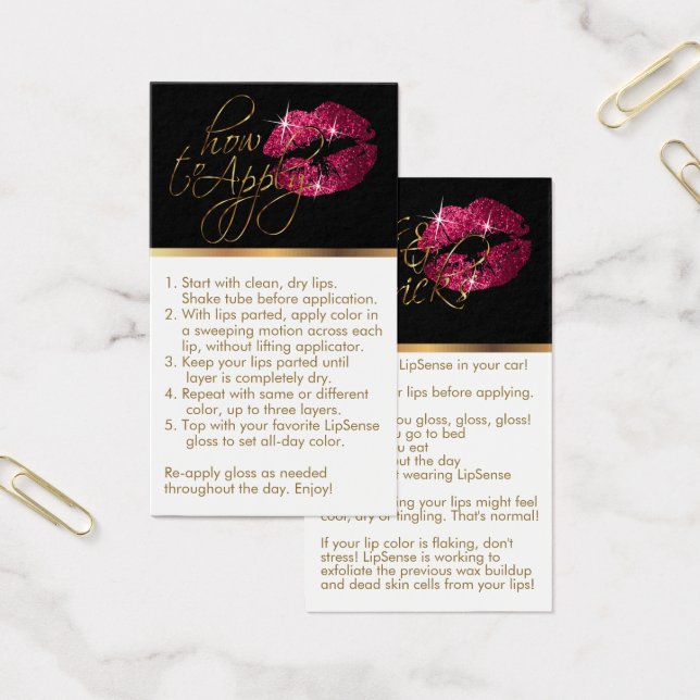 Så här använder och tipsar - Hårt rosa glitterläpp Visitkort (Kontor)