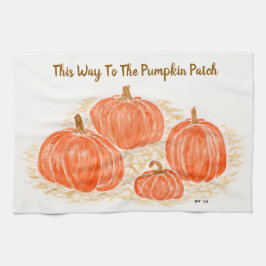 Så här går det till pumpa med vattenfärg. kökshandduk