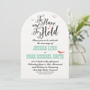 Så här har och håller du Typography Mint Coral Inb Inbjudningar