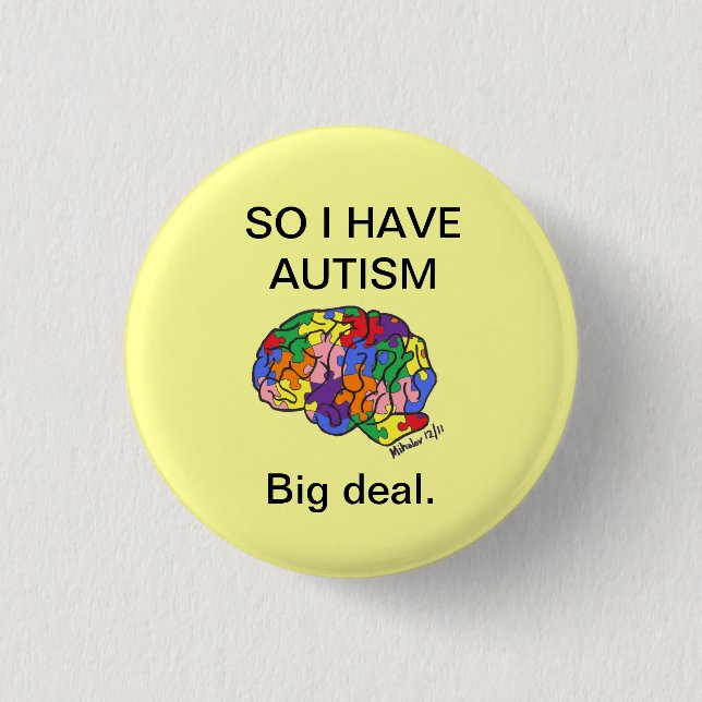 "Så har jag autism" att knäppas Knapp (Framsida)