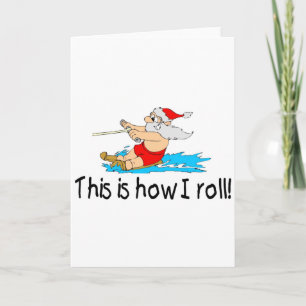 Så här roll Vatten Skiing Santa Helgkort