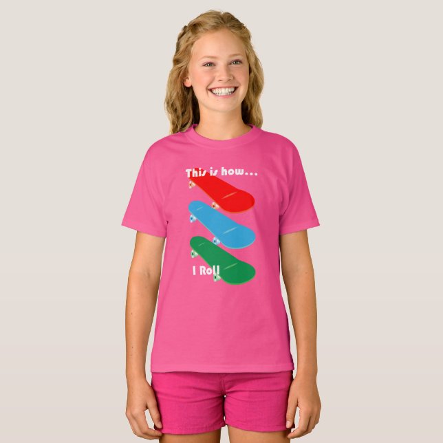 Så här rullar jag Design - Flickors Basic T-Shirt (Hel framsida)