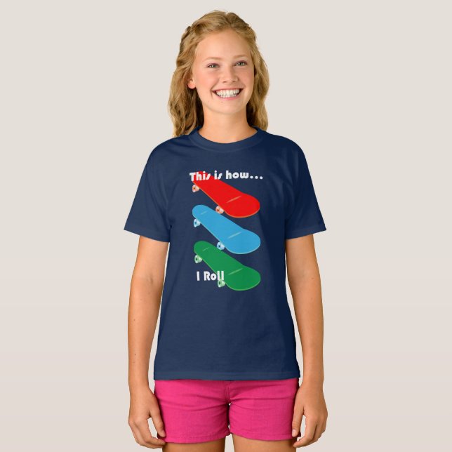 Så här rullar jag Design - Flickors Basic T-Shirt (Hel framsida)