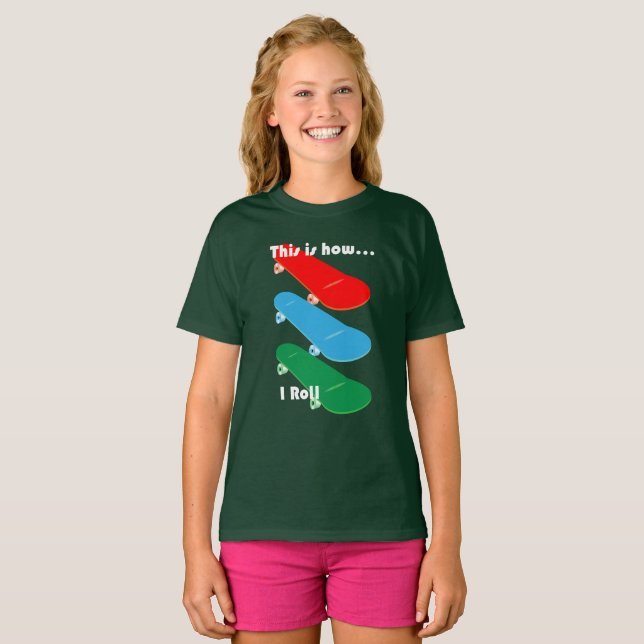 Så här rullar jag design - flickors grundläggande  t shirt (Hel framsida)