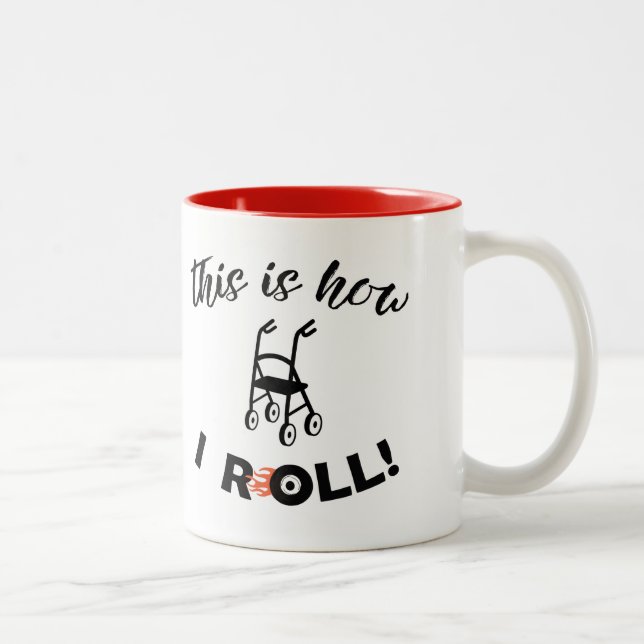 Så här rullar jag / "Om dammet inte flyger..." Två-Tonad Mugg (Höger)