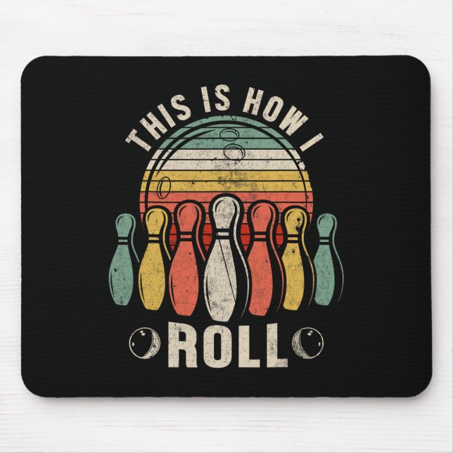 Så Här Rullar Jag Retro Bowling Bowler Roligt Nytt Musmatta (Framsidan)