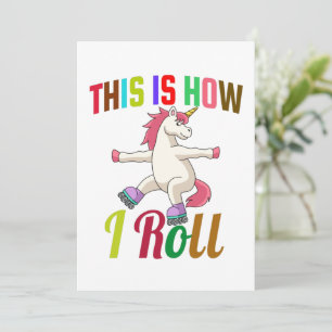 Så här rullar jag - Roller Skating Unicorn Inbjudningar