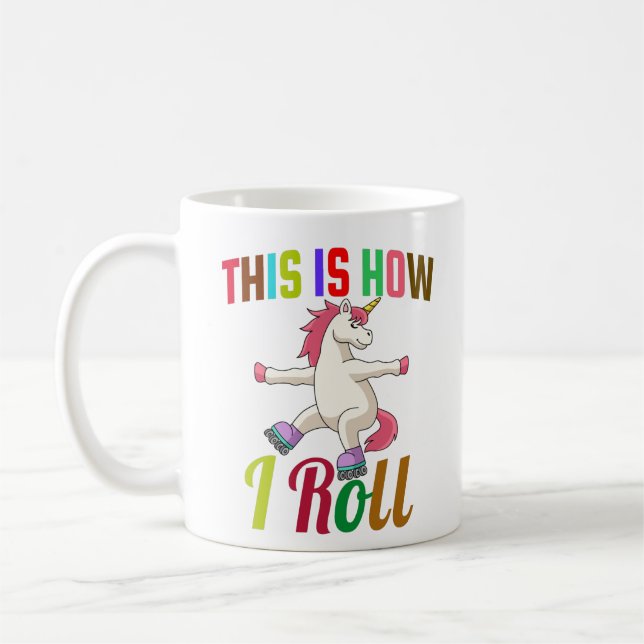 Så här rullar jag - Roller Skating Unicorn Kaffemugg (Vänster)