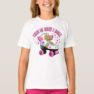 Så här rullar jag, rullskridskor, regnbåge, stj t shirt