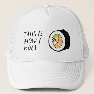 "Så här rullar jag" Sushi Roll Illustration Cute Keps