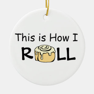 Så här rullar jag Tecknad Cinnamon Roll Julgransprydnad Keramik