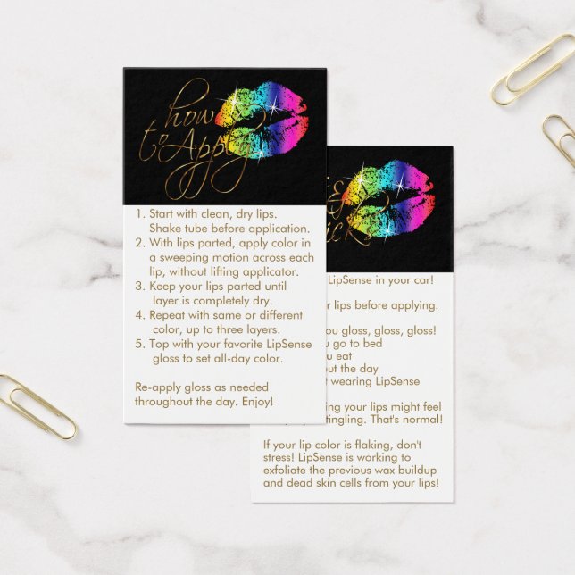 Så här tillämpar du & tips - Regnbåge Läppar Visitkort (Kontor)