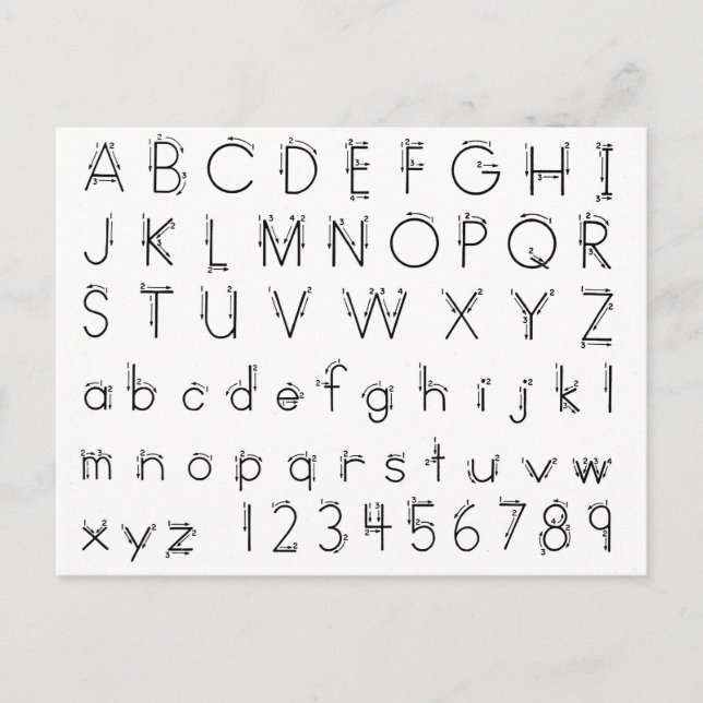 Så här utformar du handskriften brev - Alphabet Vykort (Framsida)